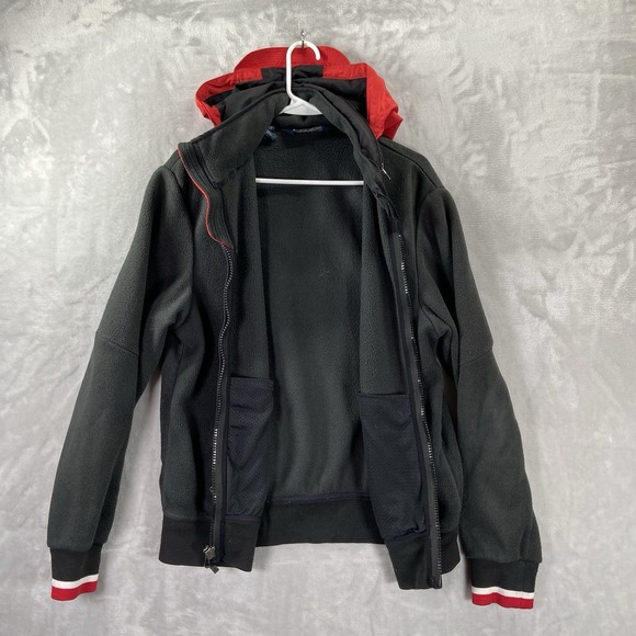 Polo Ralph Lauren Jacket men's Large Fleece Full Zip Packable Hood Bomber Black - Picture 9 of 16